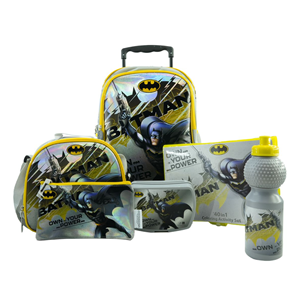 ست 45 در 1 کوله پشتی چرخدار 40 سانتی بتمن Batman مدل Rainbow Max - Backpack - Trolly Bag - Promotion Items 45 in 1 - The Batman _کیف مدرسه